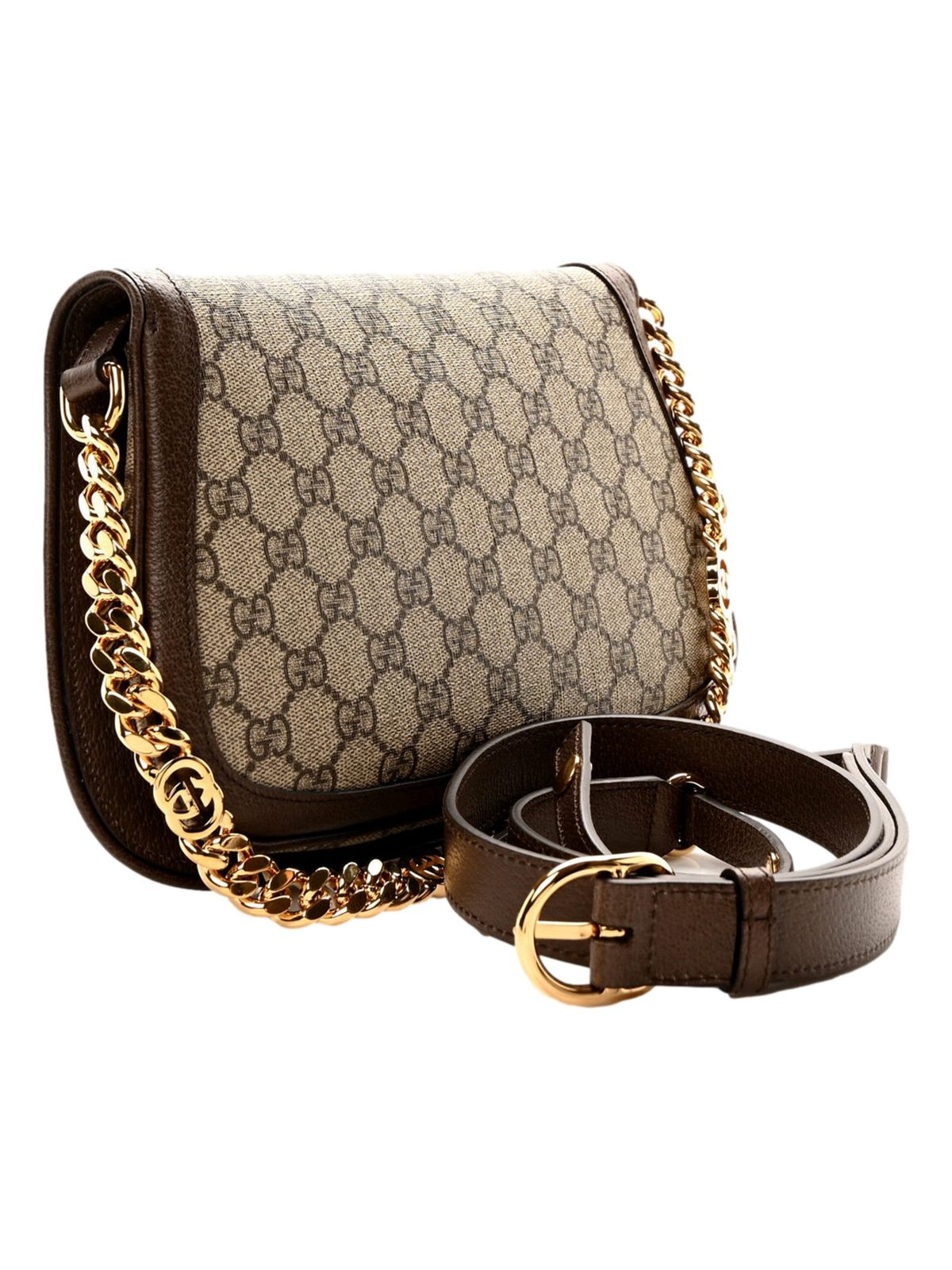 Gucci Blondie GG Supreme Canvas Leather Beige Ebony Shoulder Bag