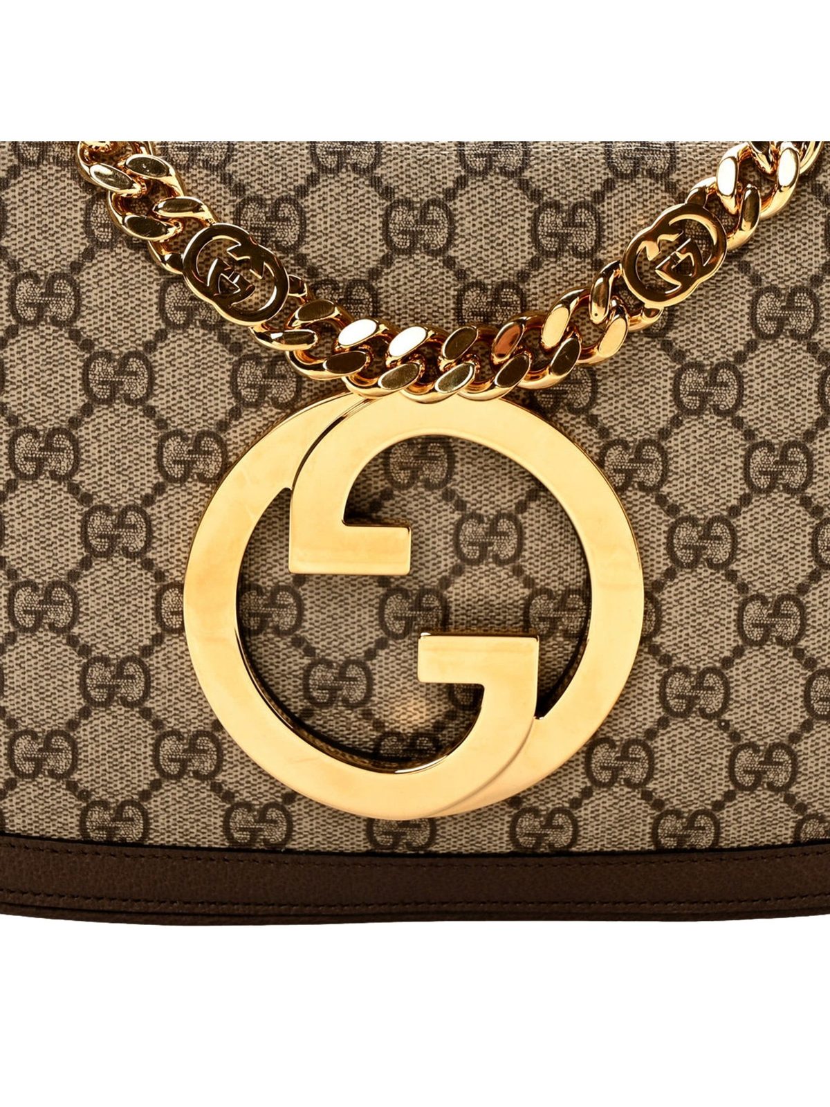 Gucci Blondie GG Supreme Canvas Leather Beige Ebony Shoulder Bag