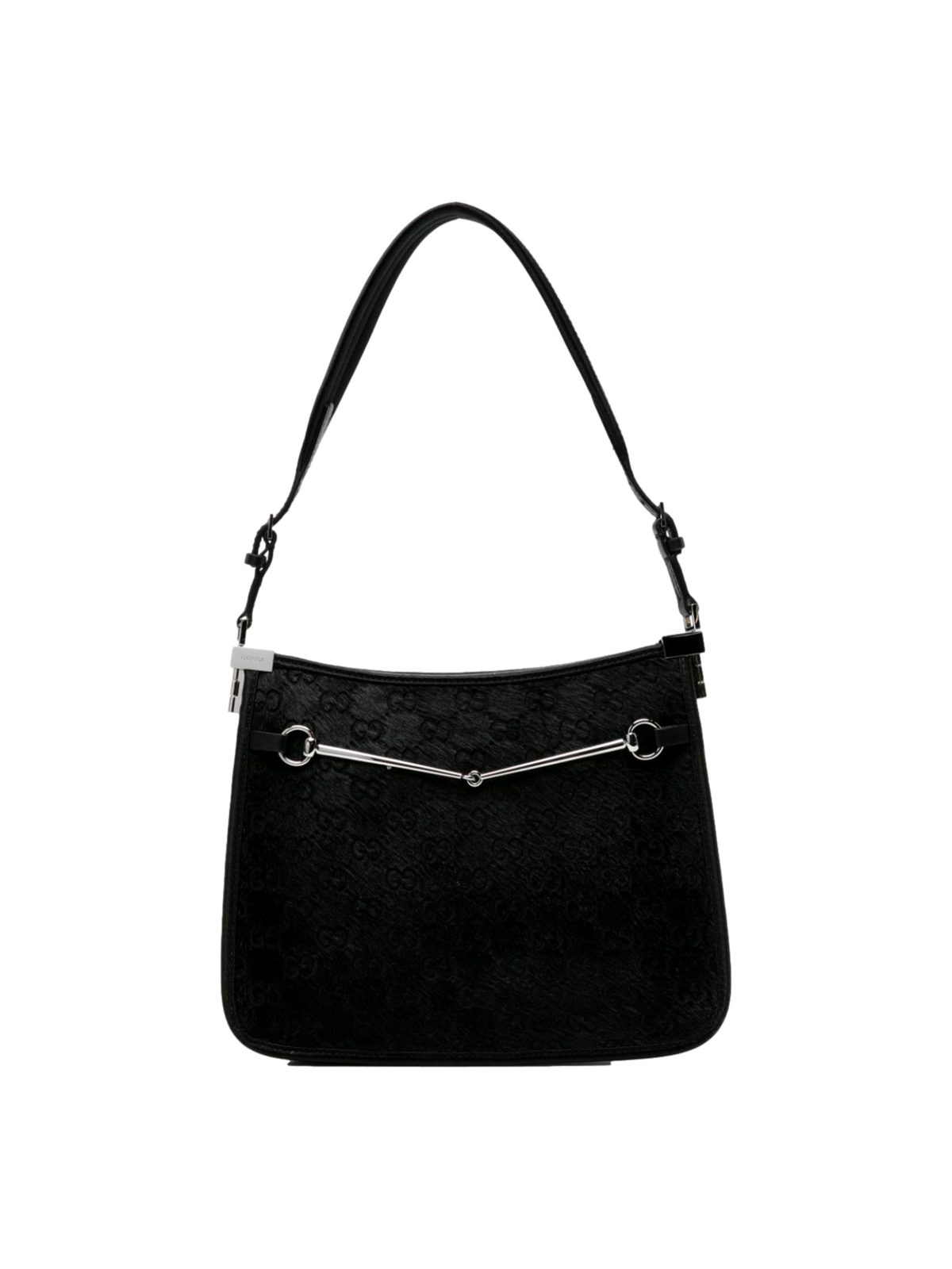 Gucci Horsebit Black Fur Slim Shoulder Bag