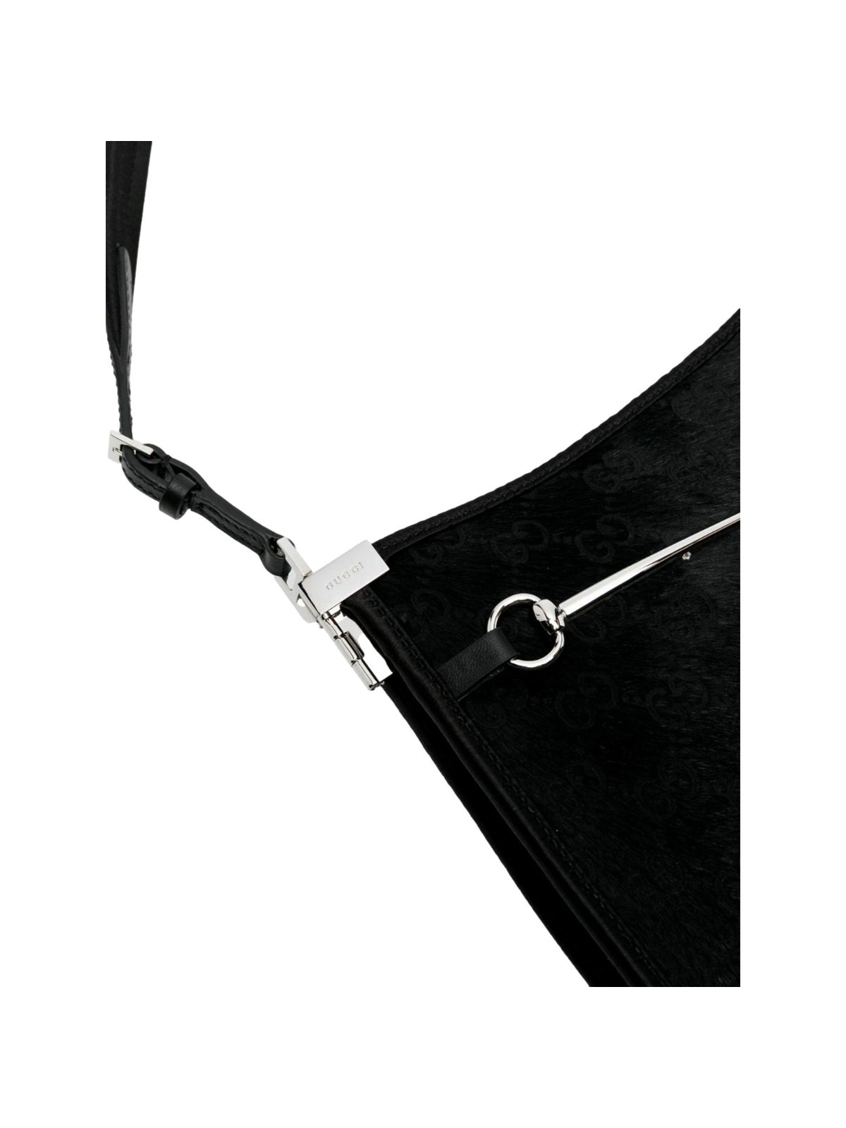 Gucci Horsebit Black Fur Slim Shoulder Bag