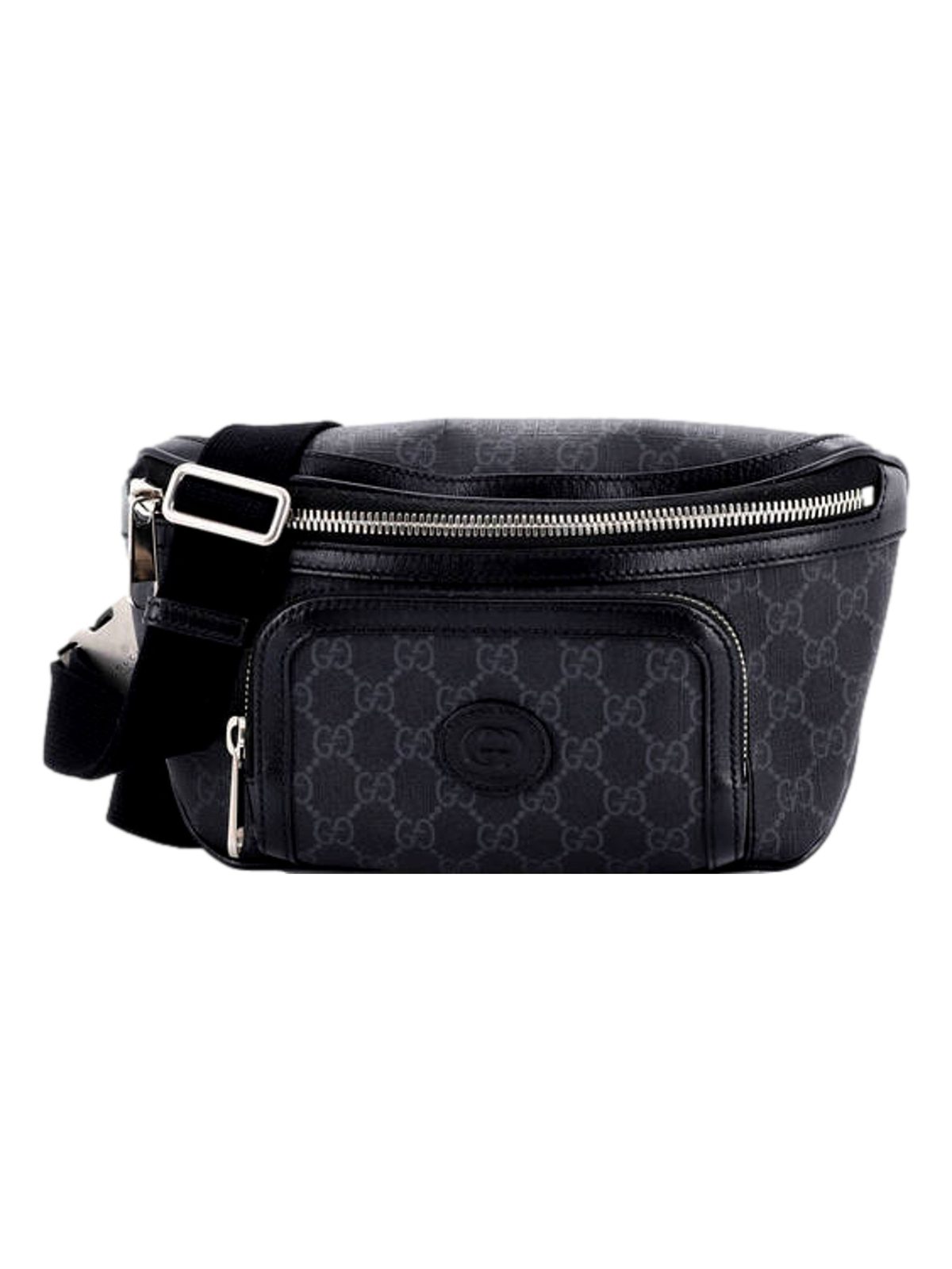 Gucci Interlocking G Patch Belt Bag GG Coated Canvas Black 90