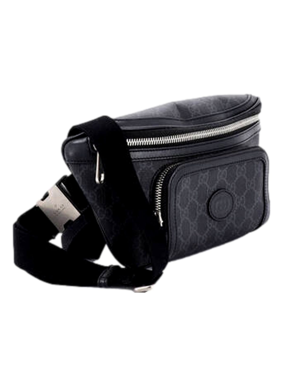 Gucci Interlocking G Patch Belt Bag GG Coated Canvas Black 90