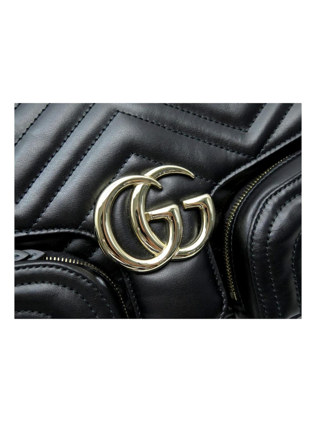Gucci GG Marmont Dual Compartment Black Leather Shoulder Bag Gold Logo