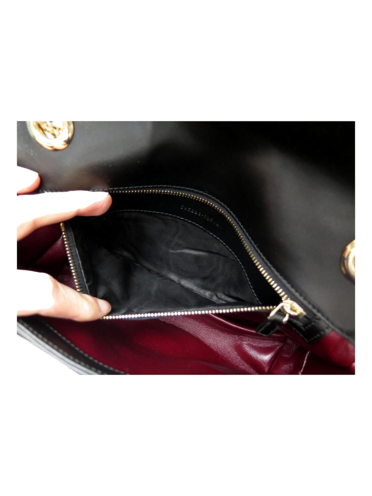 Gucci GG Marmont Dual Compartment Black Leather Shoulder Bag Gold Logo