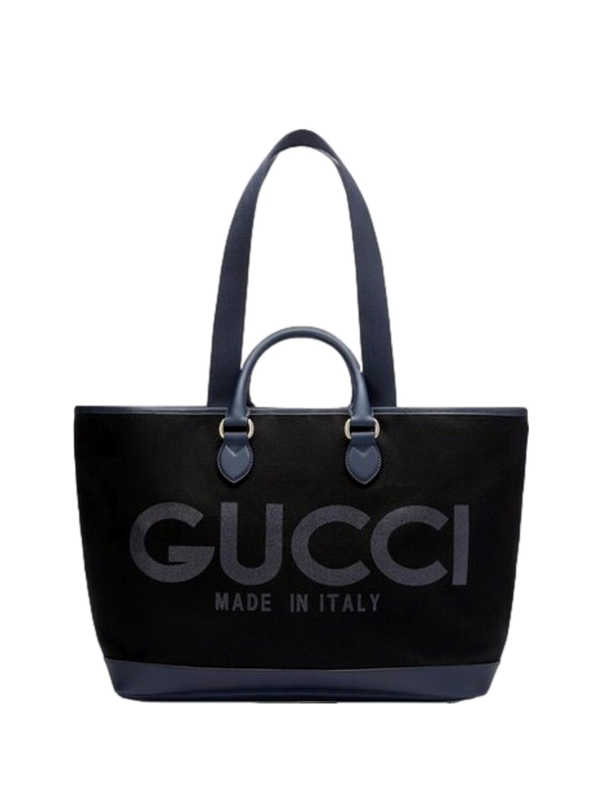 Gucci GG Supreme Canvas Black Navy Leather Large Tote Bag