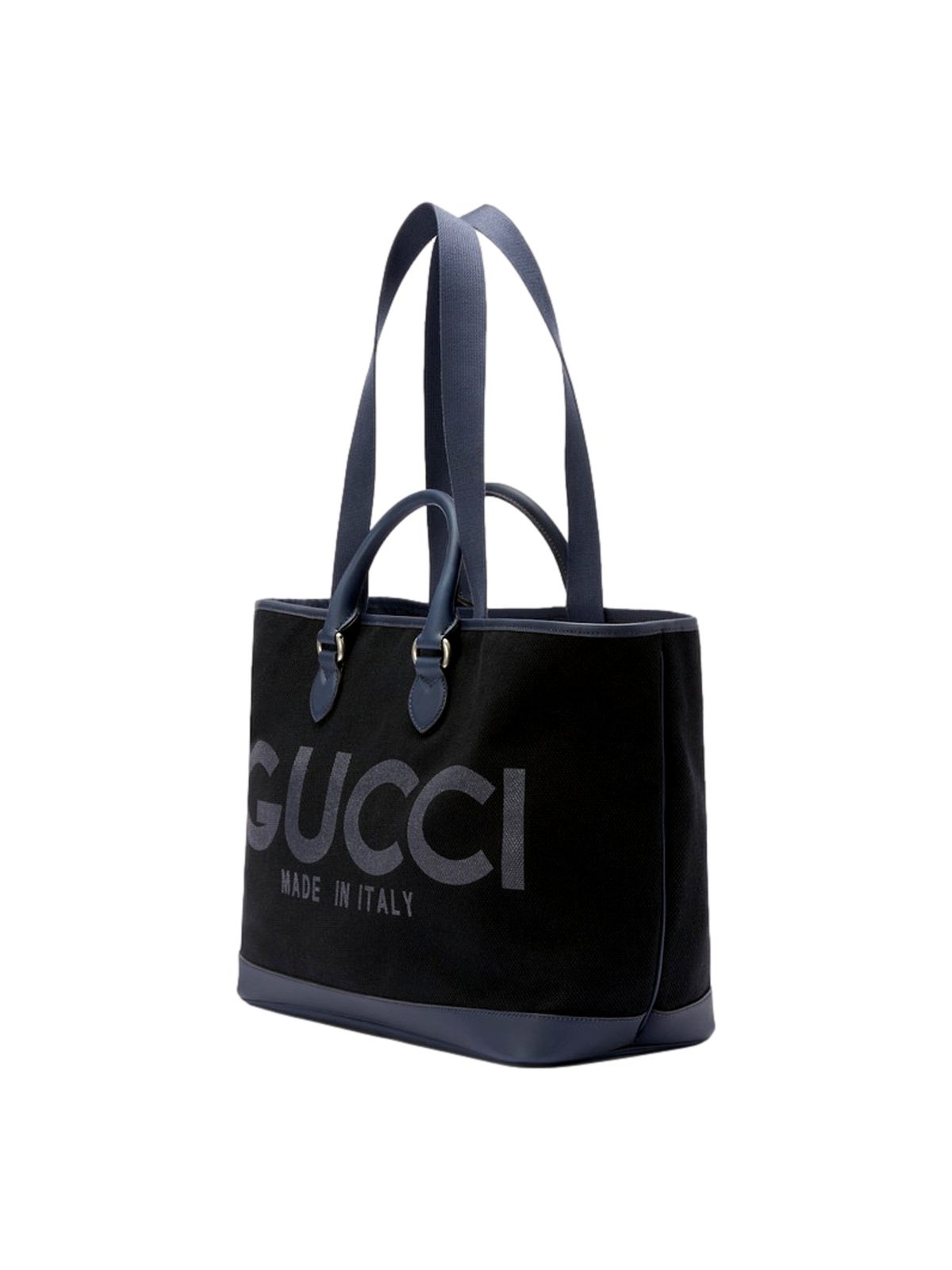 Gucci GG Supreme Canvas Black Navy Leather Large Tote Bag
