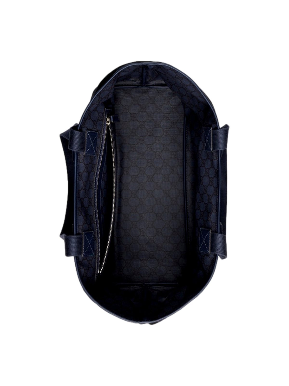 Gucci GG Supreme Canvas Black Navy Leather Large Tote Bag