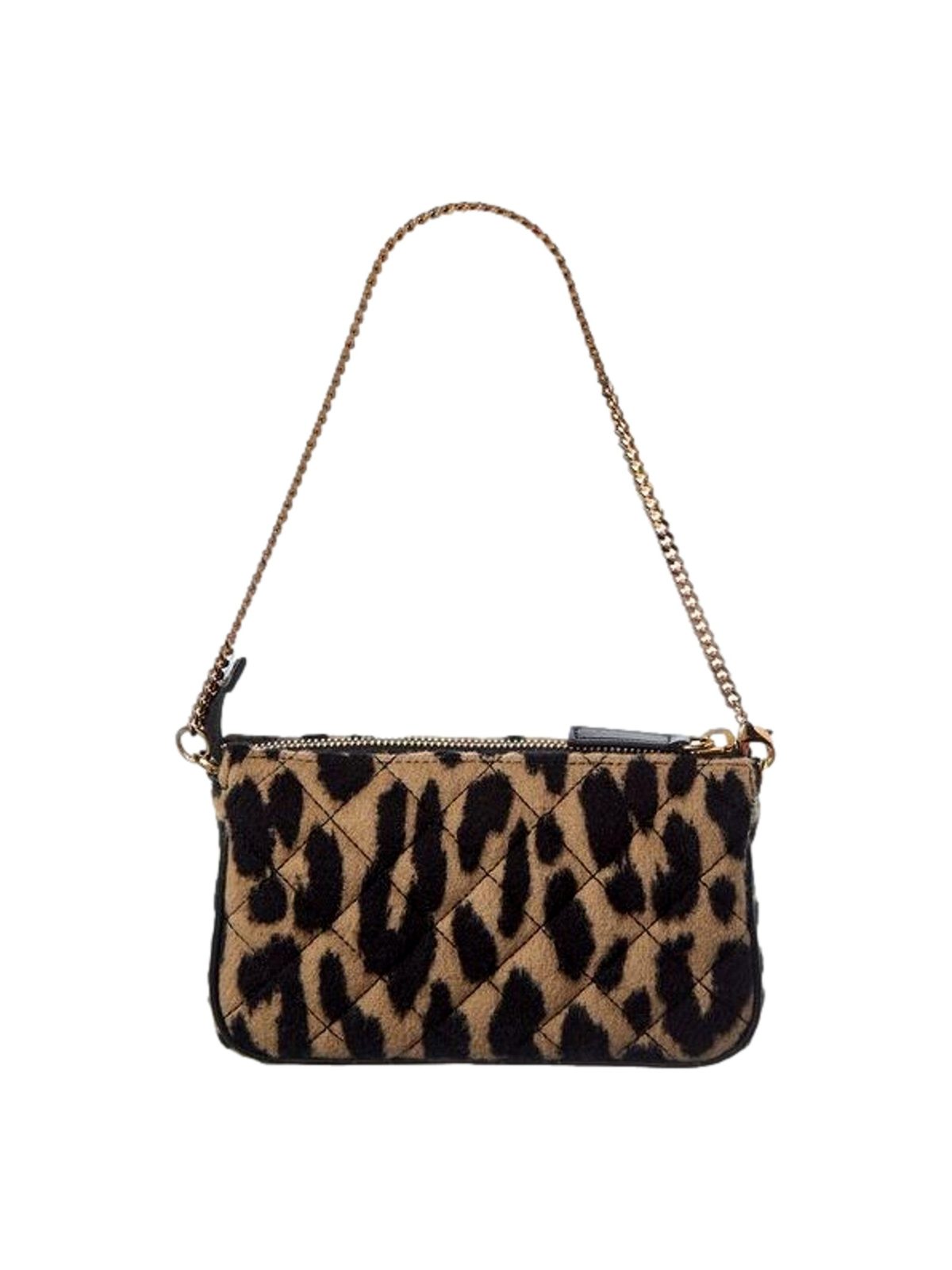 Versace Leopard Print Fur Mini Shoulder Bag Gold Medusa Chain Designer Handbag