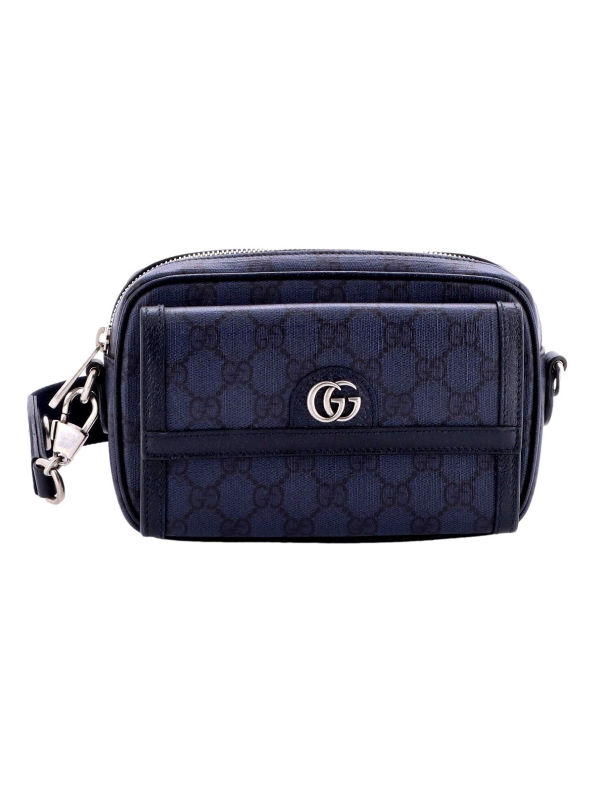 Gucci Ophidia Front Pocket Mini Camera Bag Navy Blue GG Coated Canvas