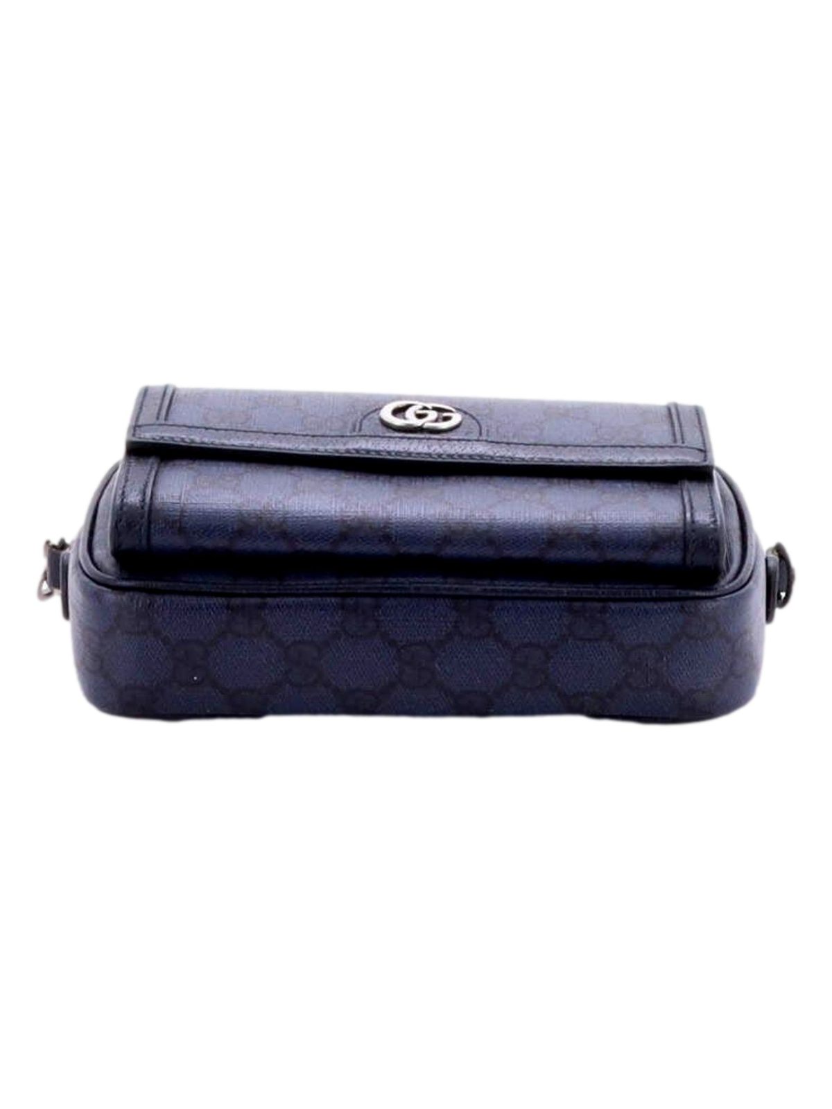 Gucci Ophidia Front Pocket Mini Camera Bag Navy Blue GG Coated Canvas