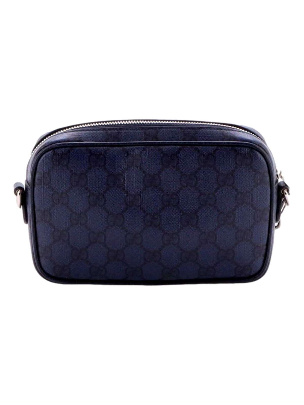 Gucci Ophidia Front Pocket Mini Camera Bag Navy Blue GG Coated Canvas