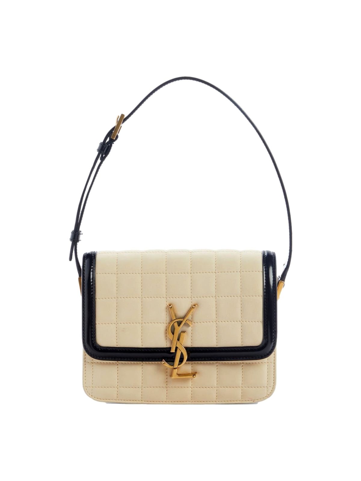 Saint Laurent YSL Solferino Ivory Quilted Suede Leather Shoulder Bag