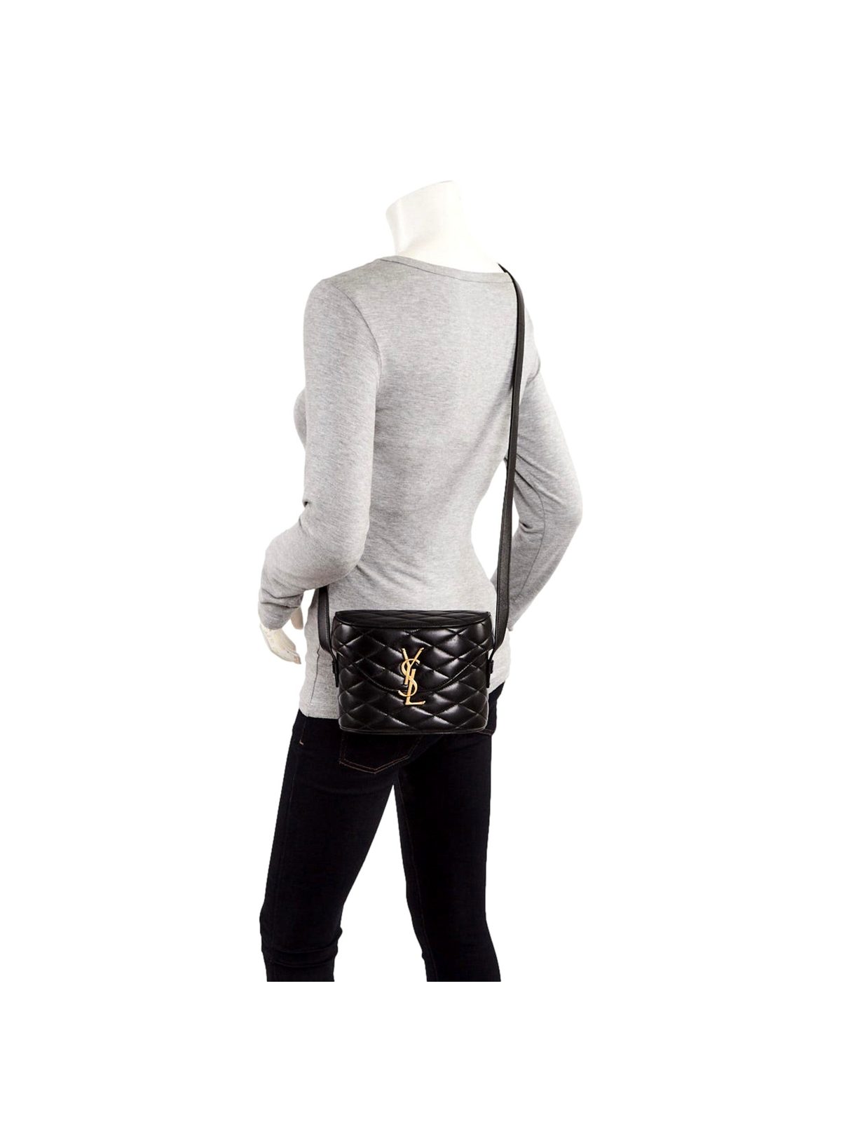 Saint Laurent YSL June Black Quilted Leather Crossbody Bag