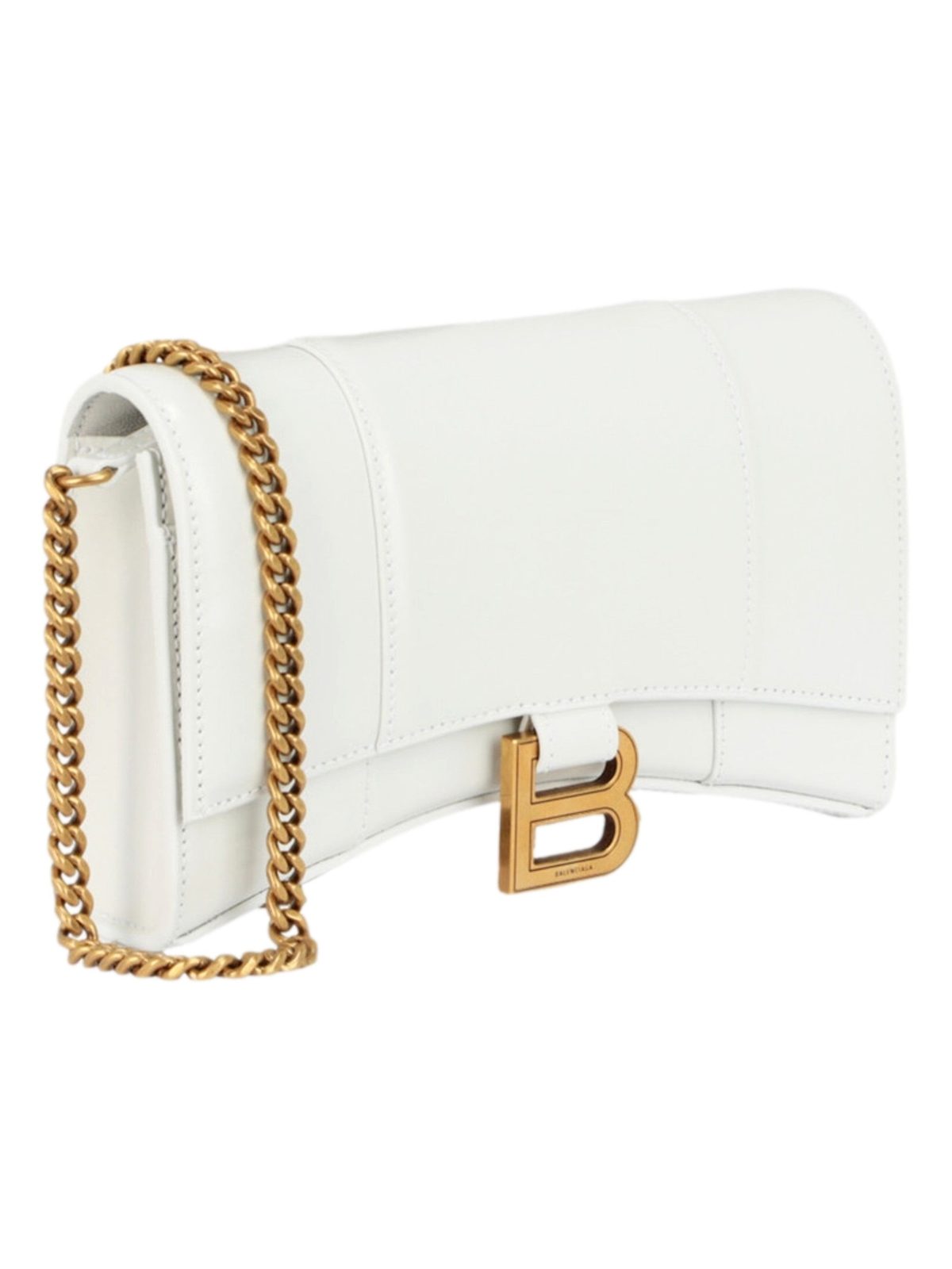 Balenciaga Hourglass White Smooth Calfskin Leather Wallet on Chain Crossbody Bag