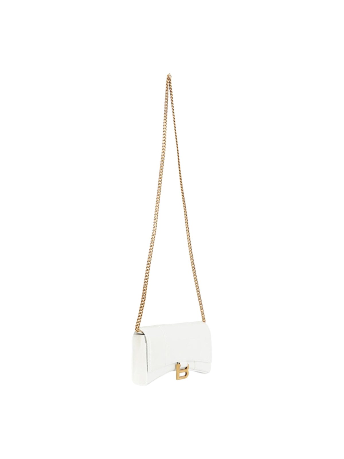 Balenciaga Hourglass White Smooth Calfskin Leather Wallet on Chain Crossbody Bag