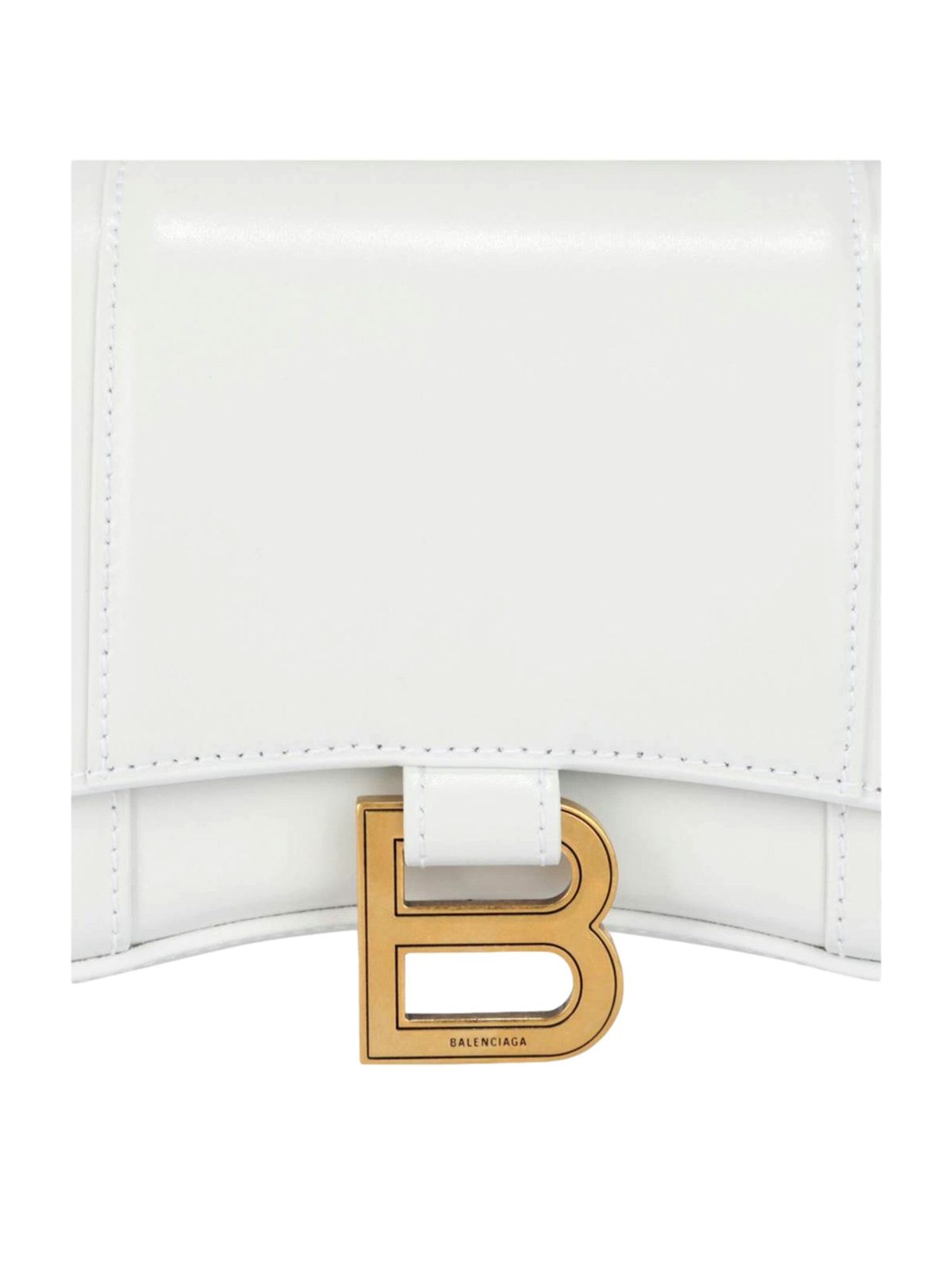 Balenciaga Hourglass White Smooth Calfskin Leather Wallet on Chain Crossbody Bag