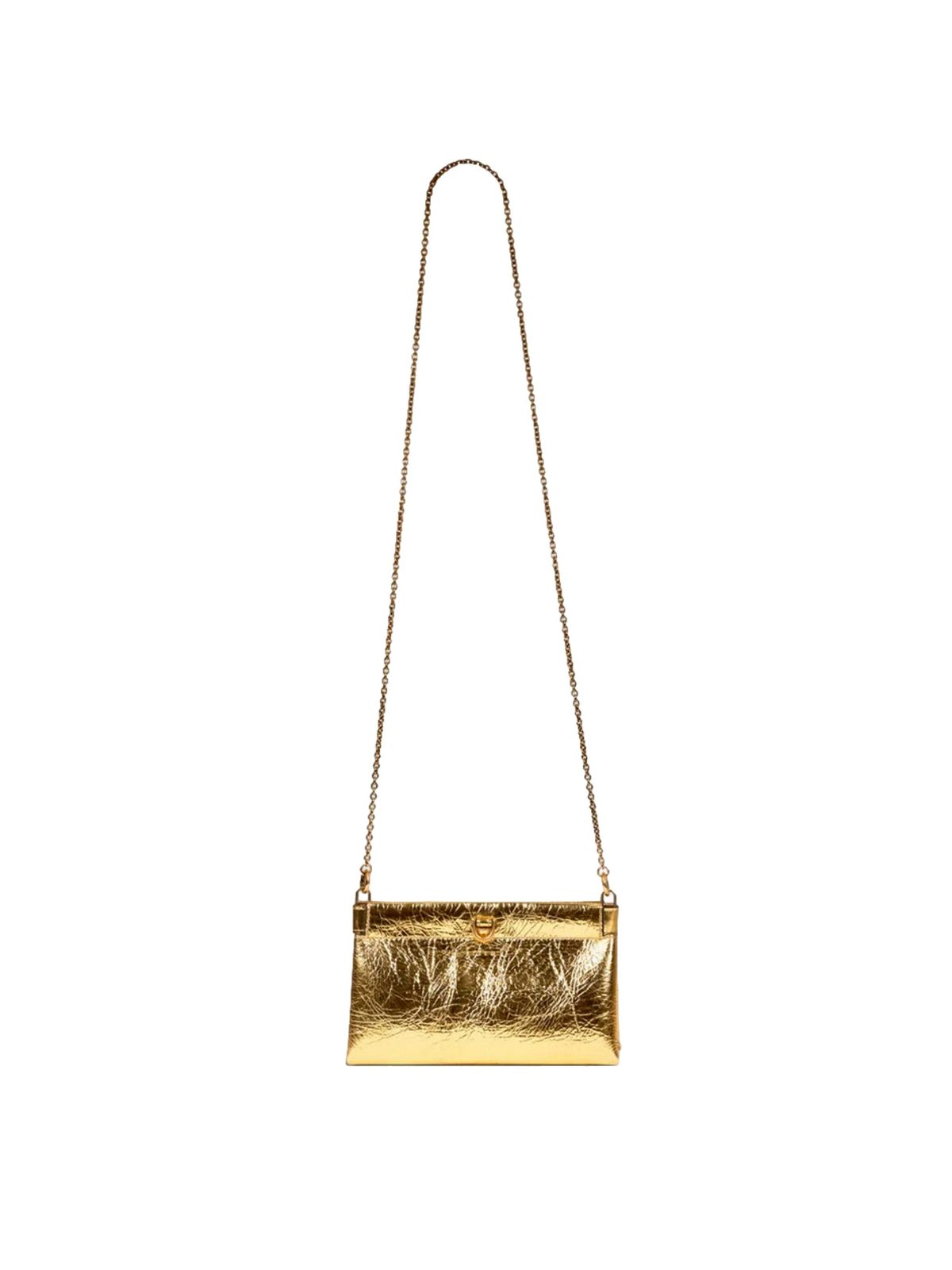 Balenciaga Crush Quilted Metallic Gold Leather Mini Crossbody Chain Bag Gold Hardware