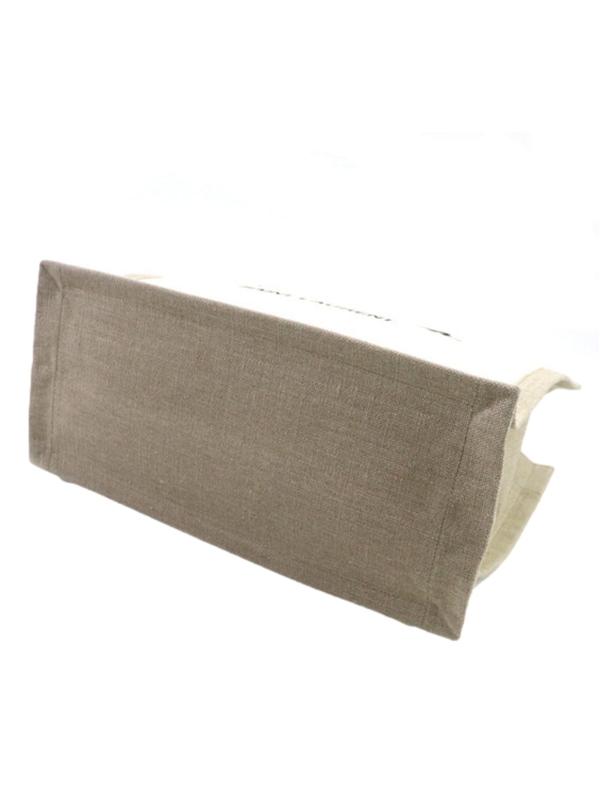 Saint Laurent Rive Gauche Large Tote in Natural Beige Canvas with Black Top Handles
