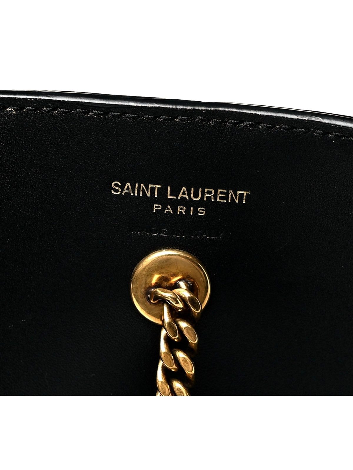 Saint Laurent Maxi Ring Handle Tote in Black Smooth Leather with Gold-Tone Ring Hardware Large