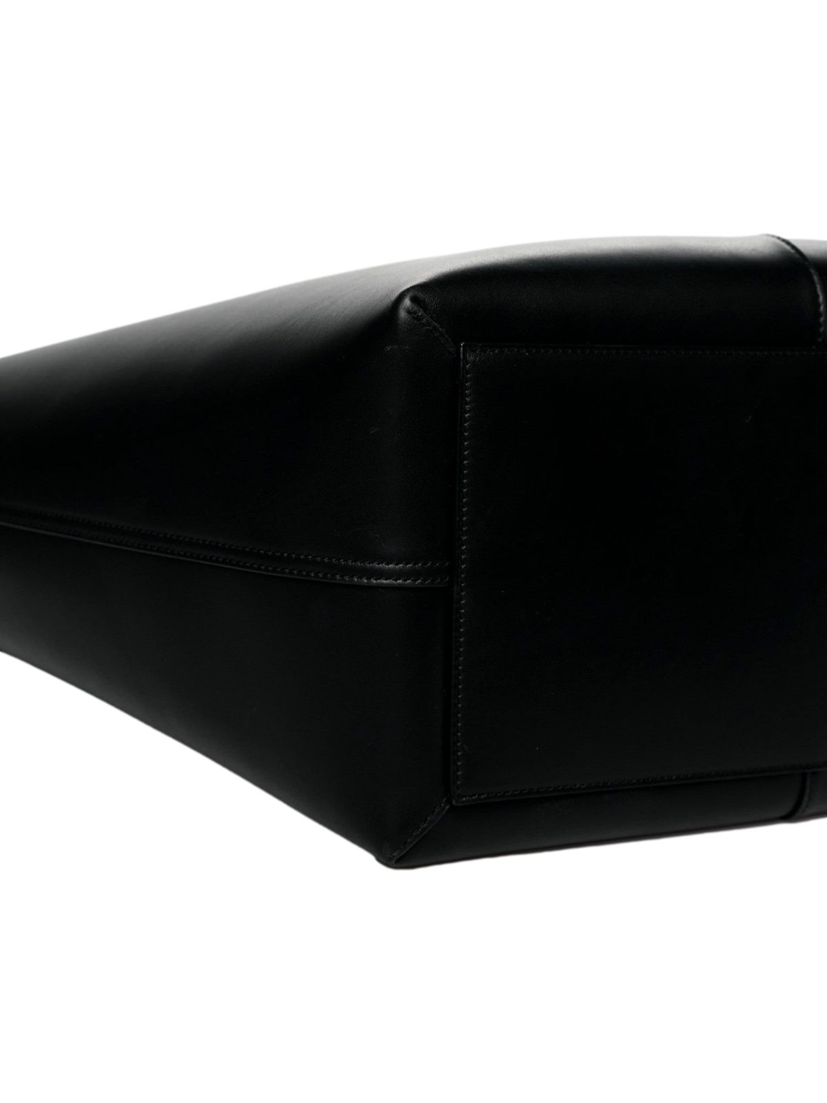 Saint Laurent Maxi Ring Handle Tote in Black Smooth Leather with Gold-Tone Ring Hardware Large