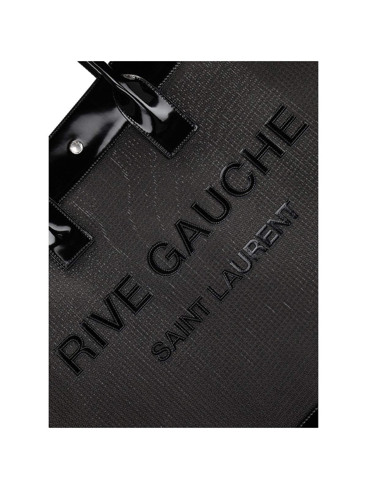 Saint Laurent Rive Gauche Large Tote Bag Black Nylon Leather Trim Silver Hardware