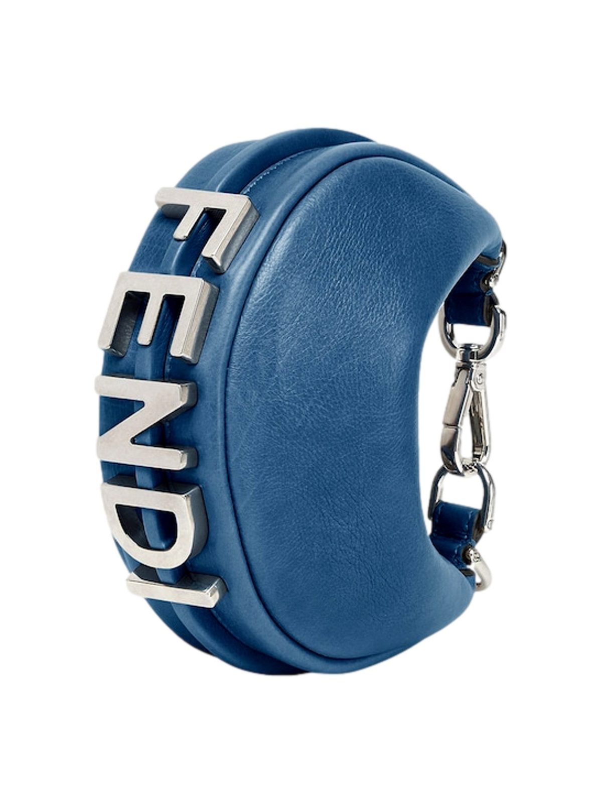 Fendi Fendigraphy Nano Hobo Calfskin Leather Mini Bag Blue