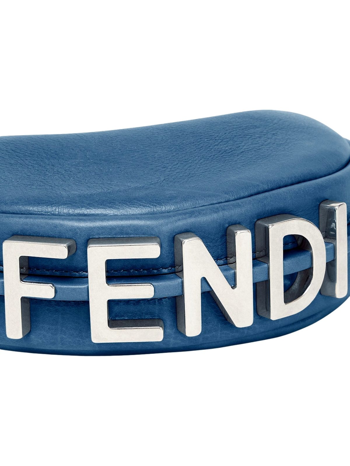 Fendi Fendigraphy Nano Hobo Calfskin Leather Mini Bag Blue