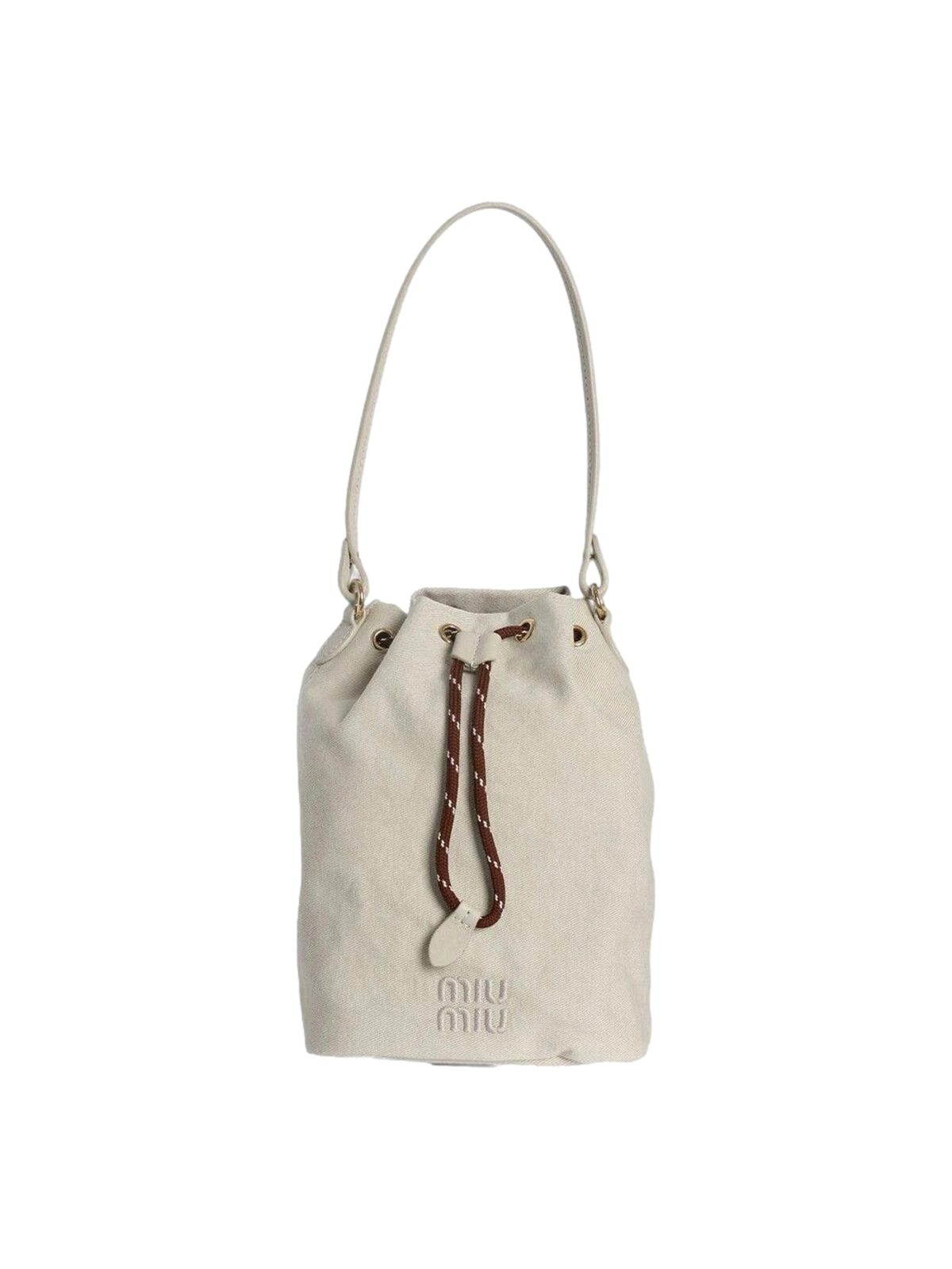 Miu Miu Gabardine Mini Bucket Bag in White