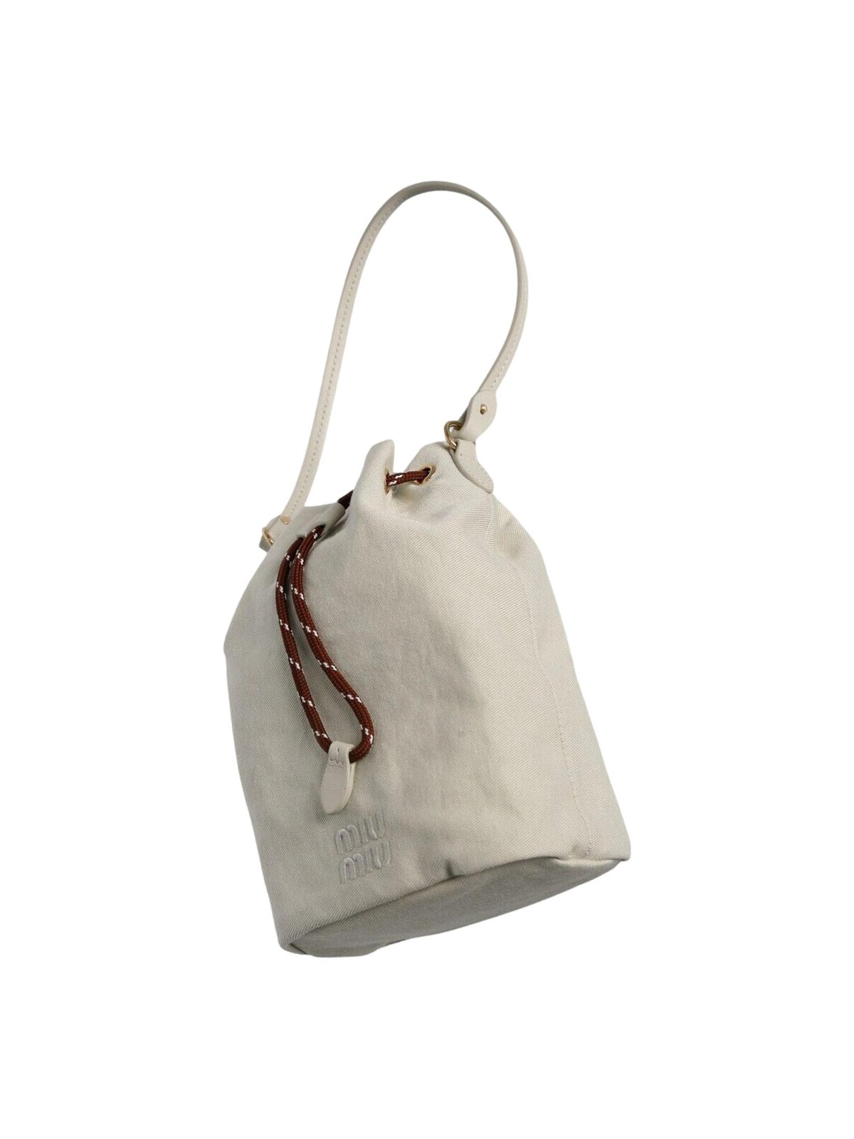 Miu Miu Gabardine Mini Bucket Bag in White