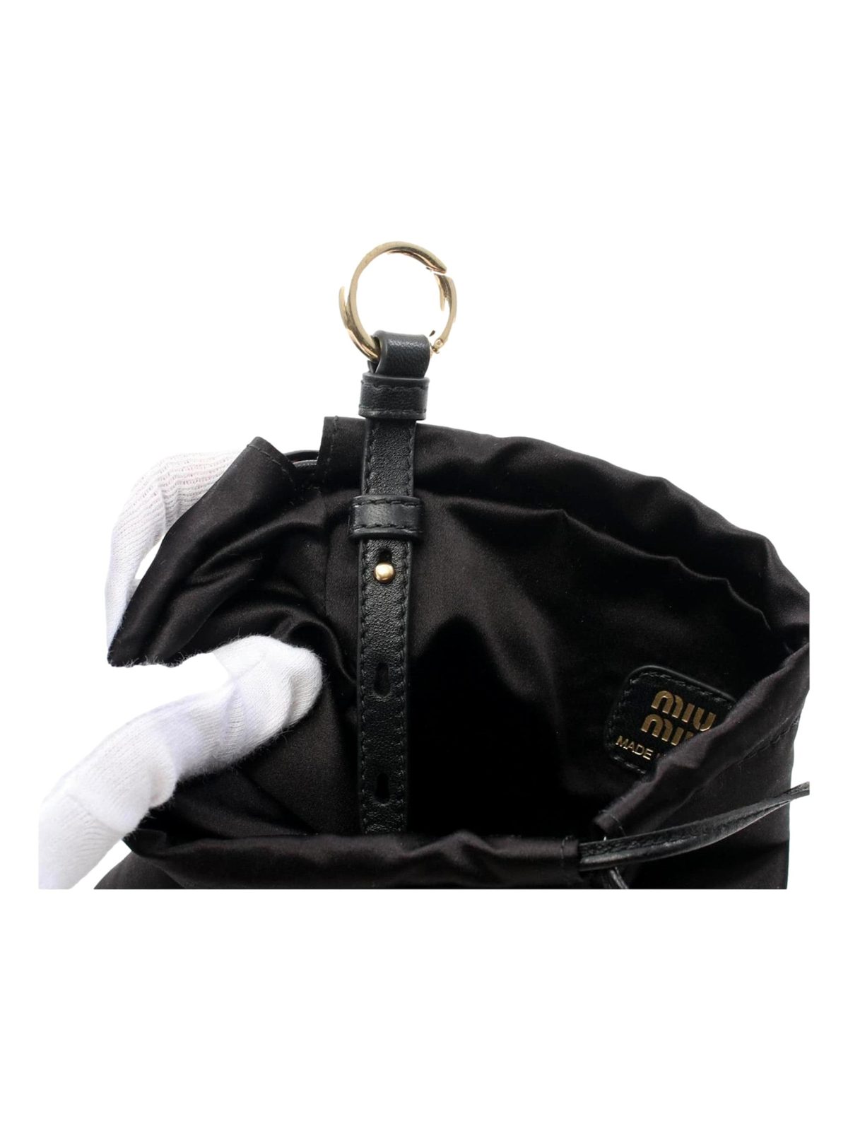 Miu Miu Duchesse Satin Mini Pouch Bag in Black