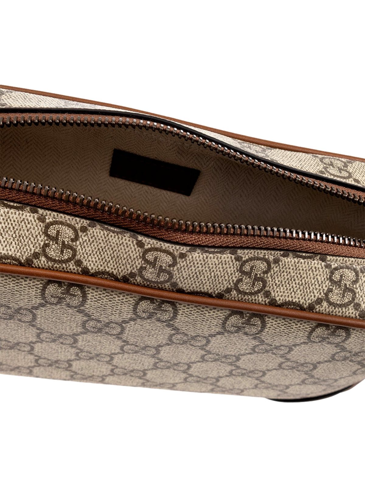 Gucci GG Supreme Canvas Brown Leather Camera Bag Crossbody