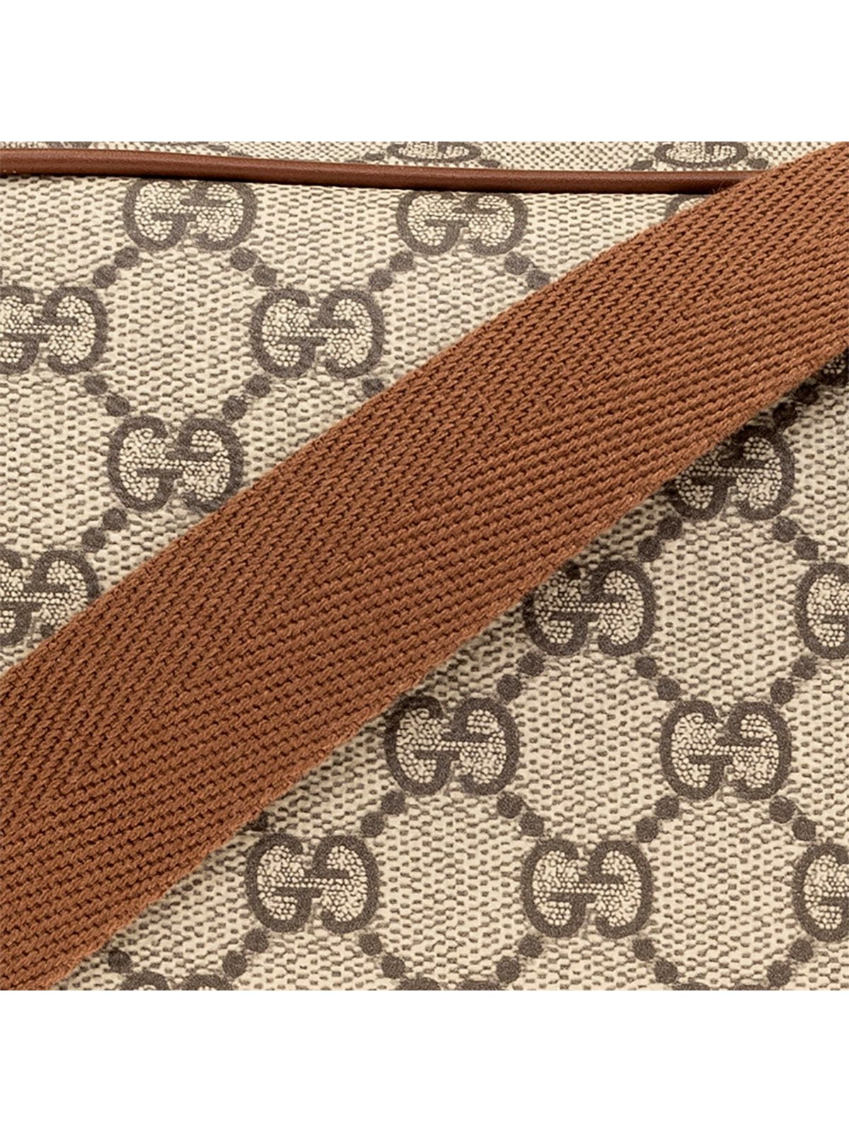 Gucci GG Supreme Canvas Brown Leather Camera Bag Crossbody