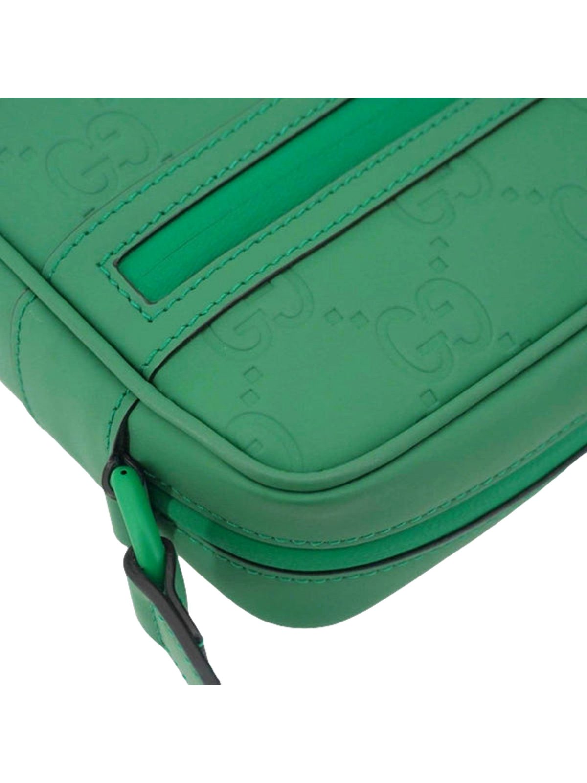 Gucci GG Rubber Effect Green Guccissima Leather Camera Crossbody Bag