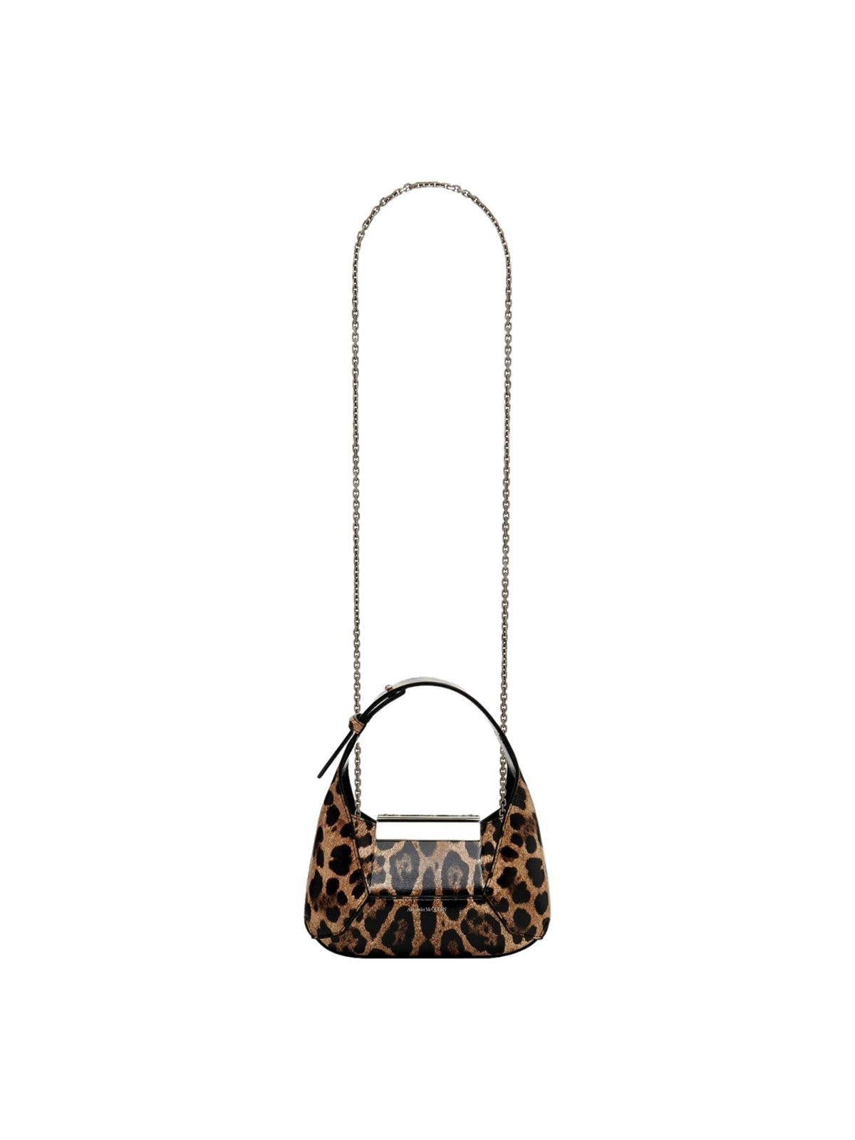Alexander McQueen Leopard Print Jewelled Shoulder Bag Skull Knuckle