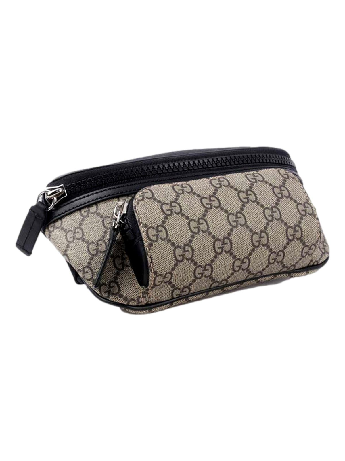 Gucci GG Supreme Canvas Belt Bag Beige Black Unisex Waist Bag
