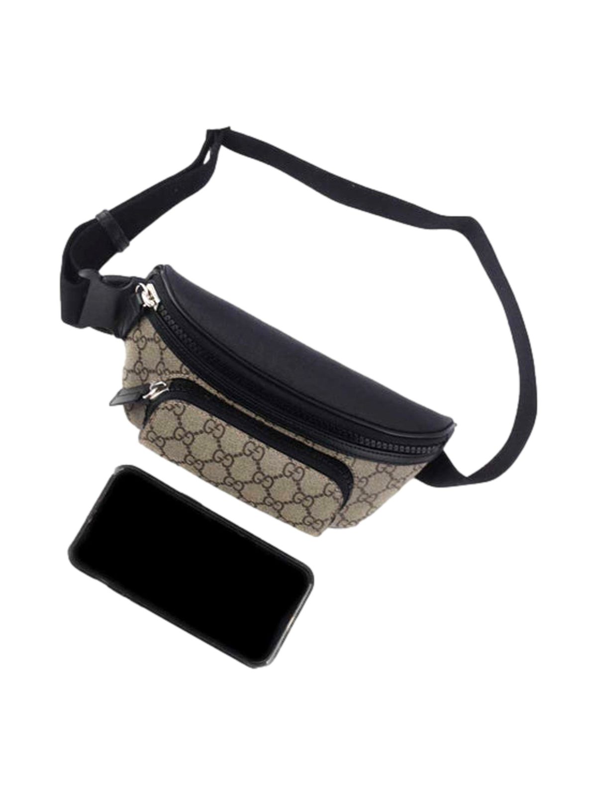 Gucci GG Supreme Canvas Belt Bag Beige Black Unisex Waist Bag