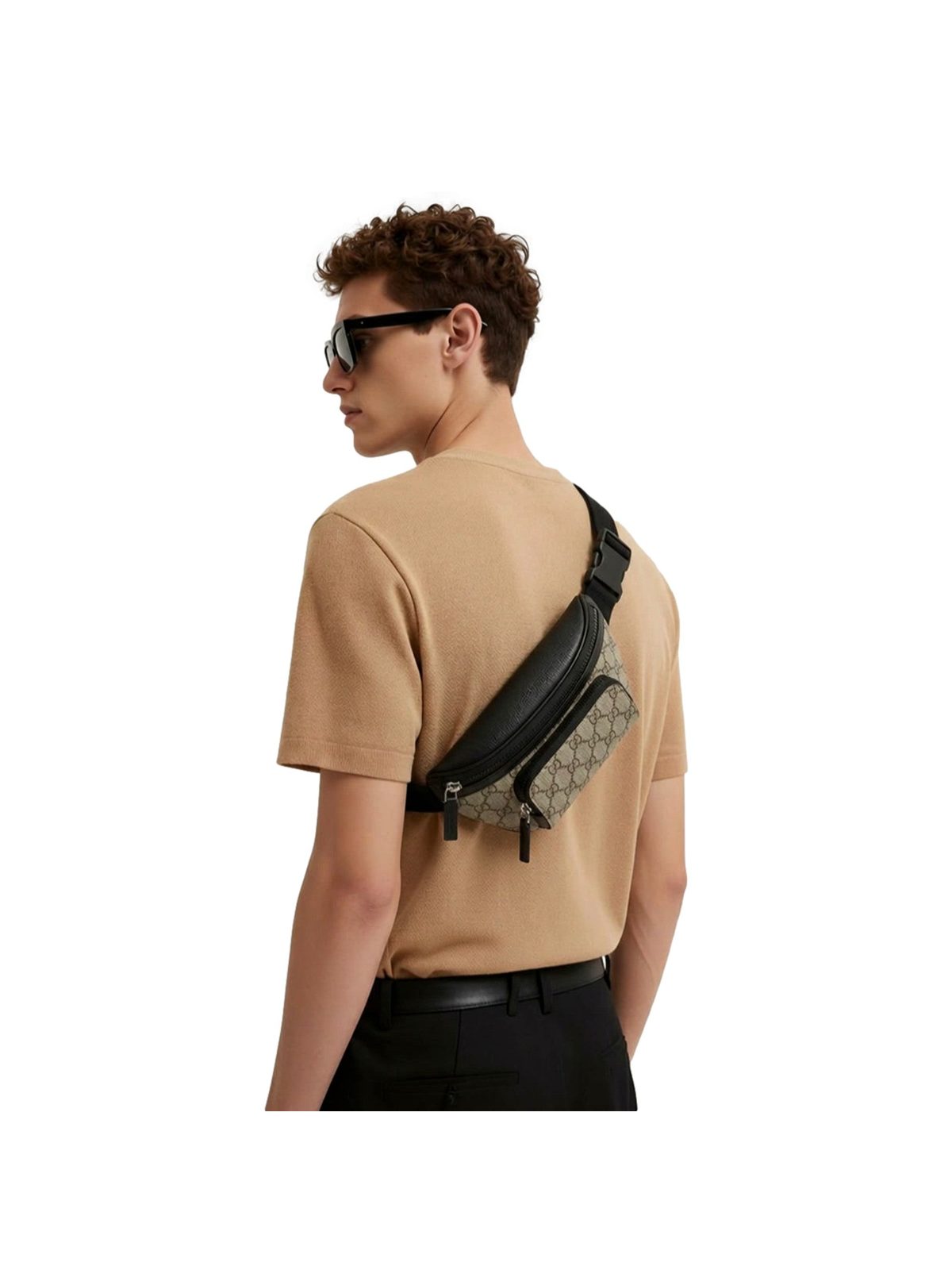 Gucci GG Supreme Canvas Belt Bag Beige Black Unisex Waist Bag