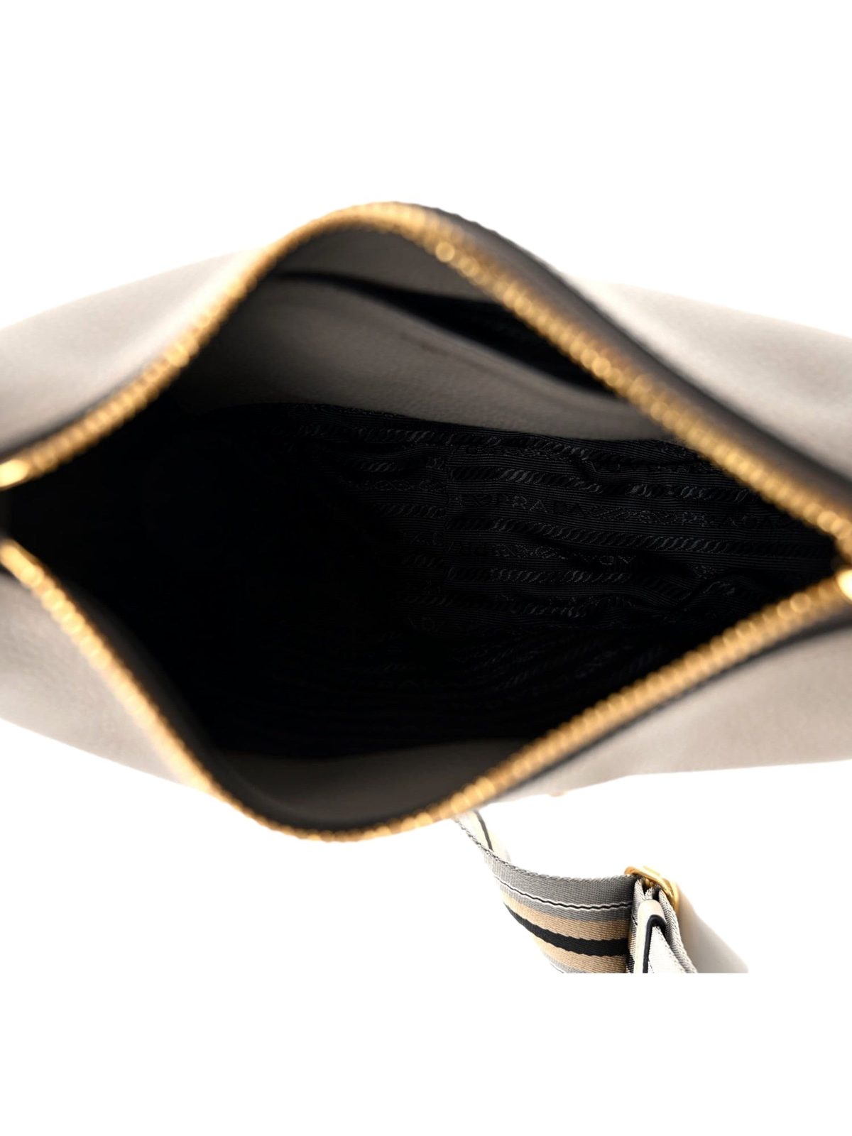 Prada Vitello Phenix Zippered Messenger Hobo Grey Leather Shoulder Bag