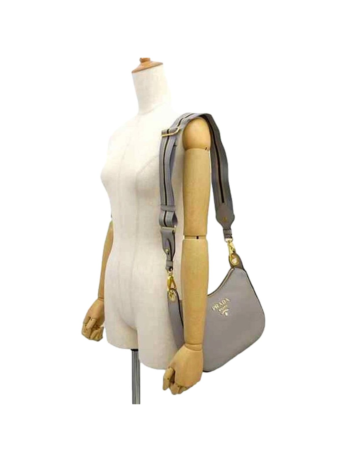 Prada Vitello Phenix Zippered Messenger Hobo Grey Leather Shoulder Bag