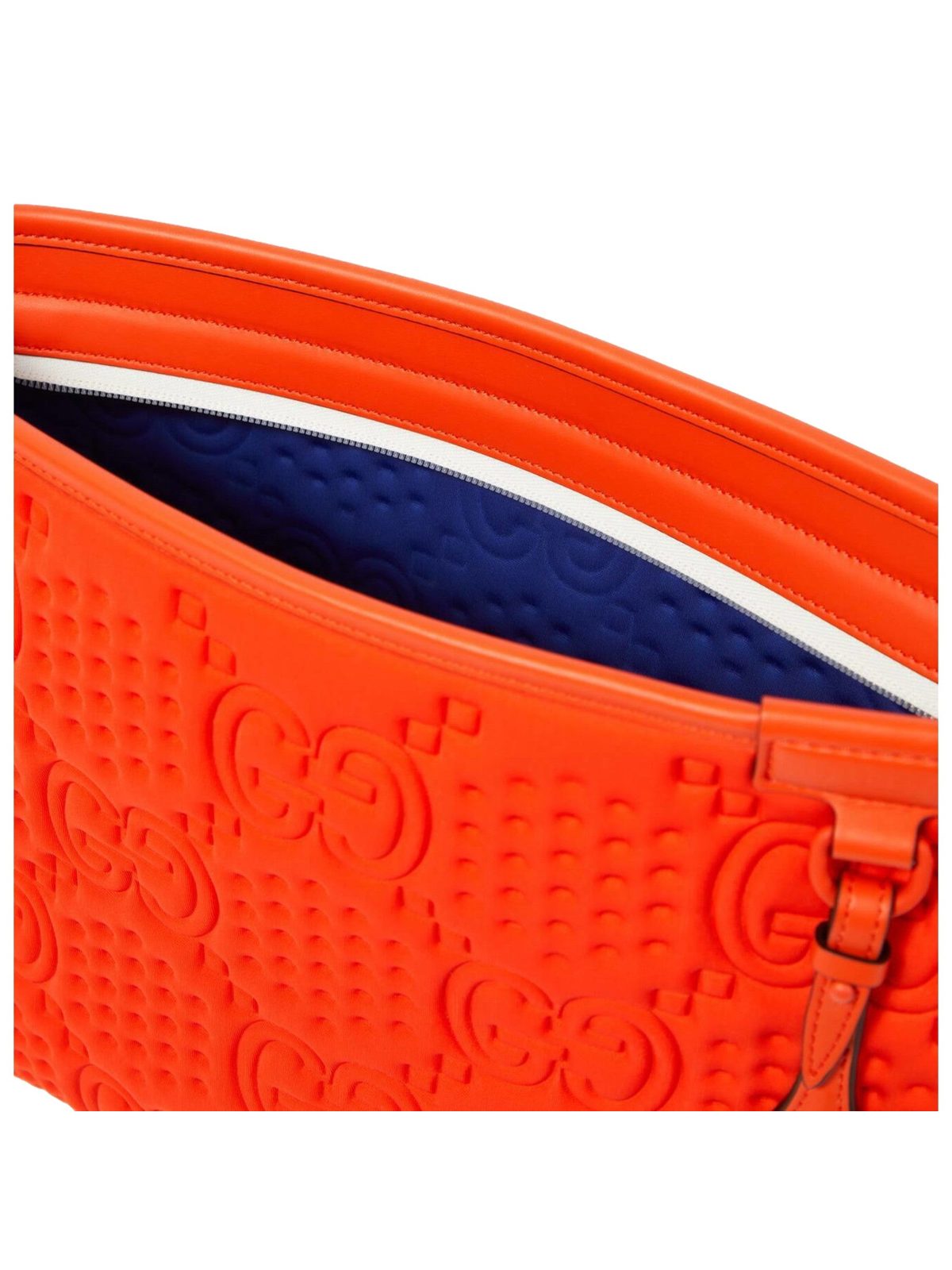 Gucci Off The Grid GG Embossed Orange Rubber Pouch Clutch Bag