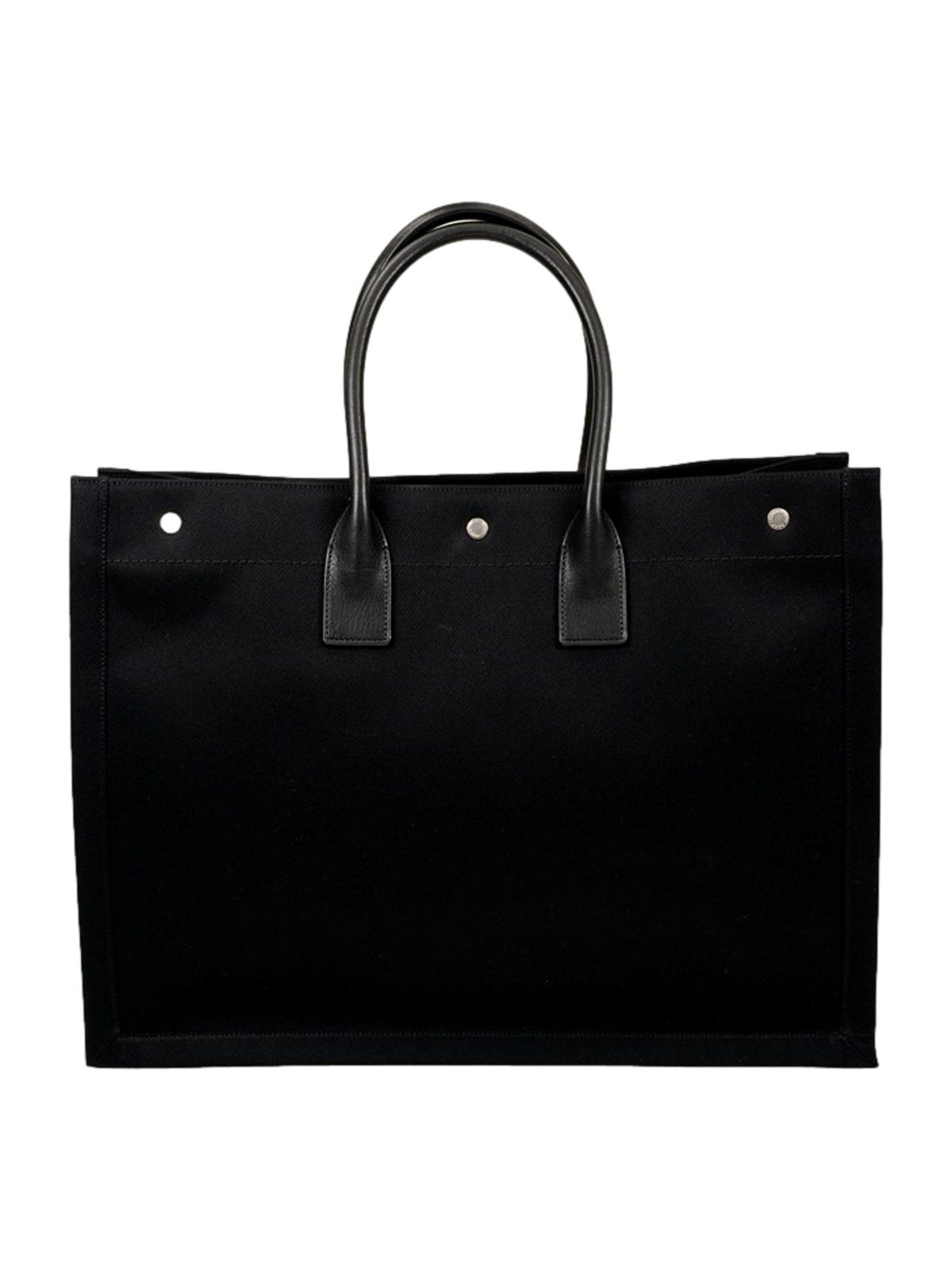 Saint Laurent Rive Gauche Black Canvas Leather Trim Tote Bag