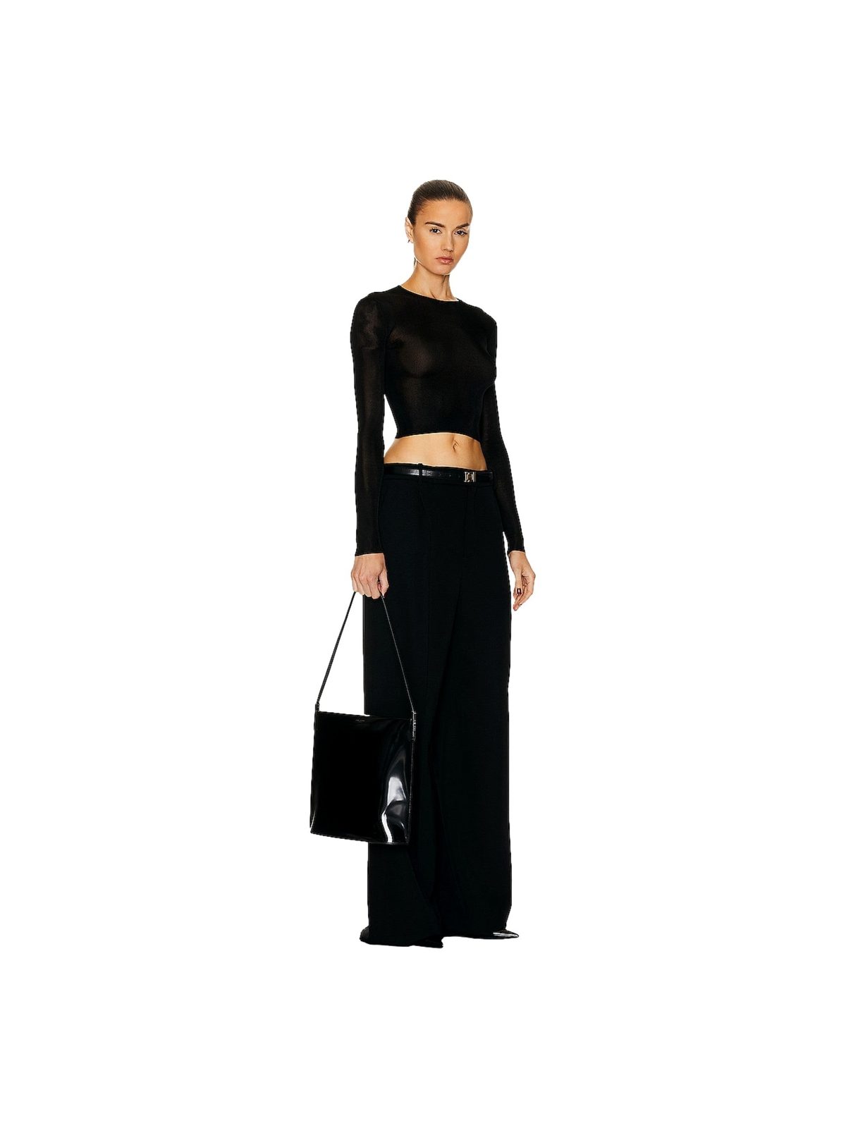 Saint Laurent Black Patent Leather Shopping Tote Shoulder Bag