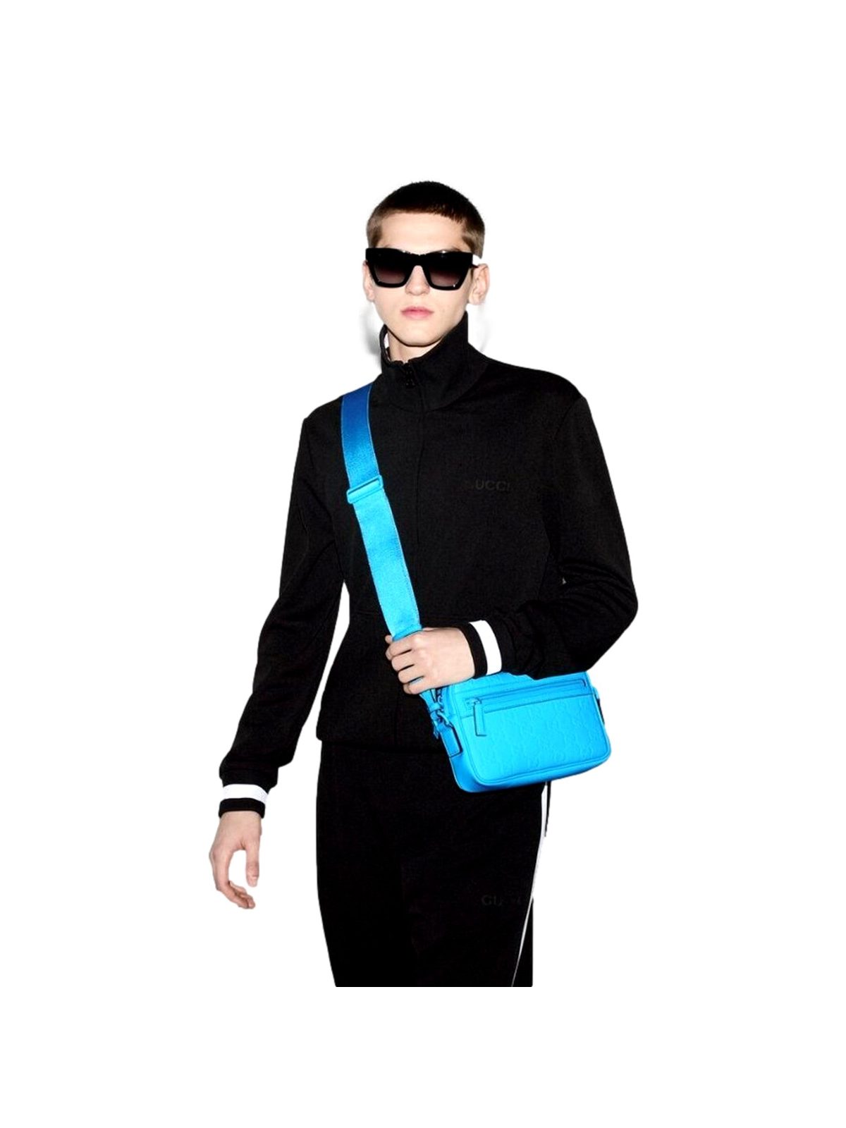 Gucci GG Rubber Effect Crossbody Bag in Blue