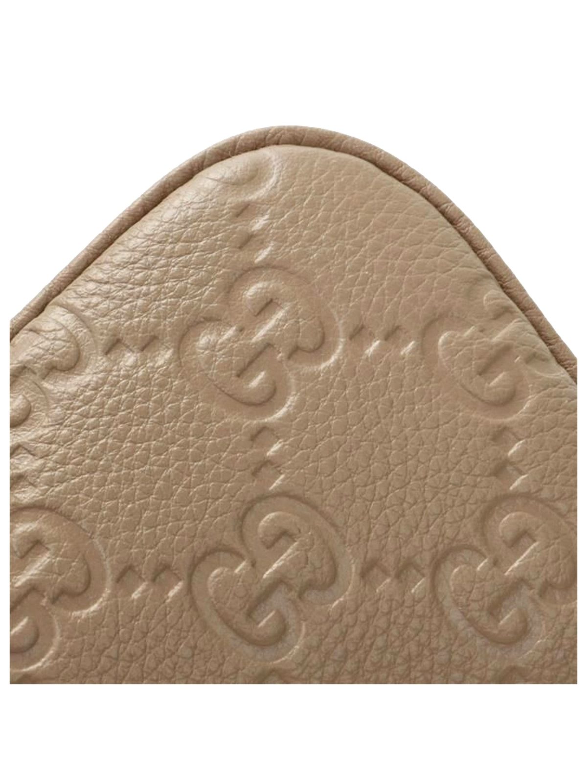 Gucci GG Logo Small Leather Shoulder Bag with Chain Strap in Beige
