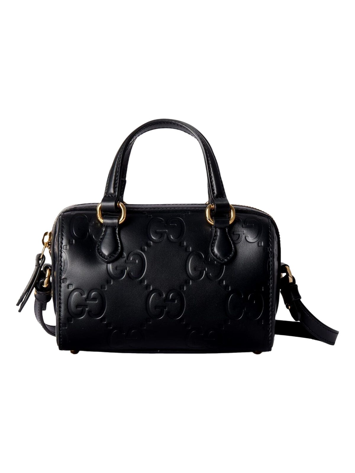 Gucci Gilbert GG Leather Super Mini Boston Bag Crossbody in Black