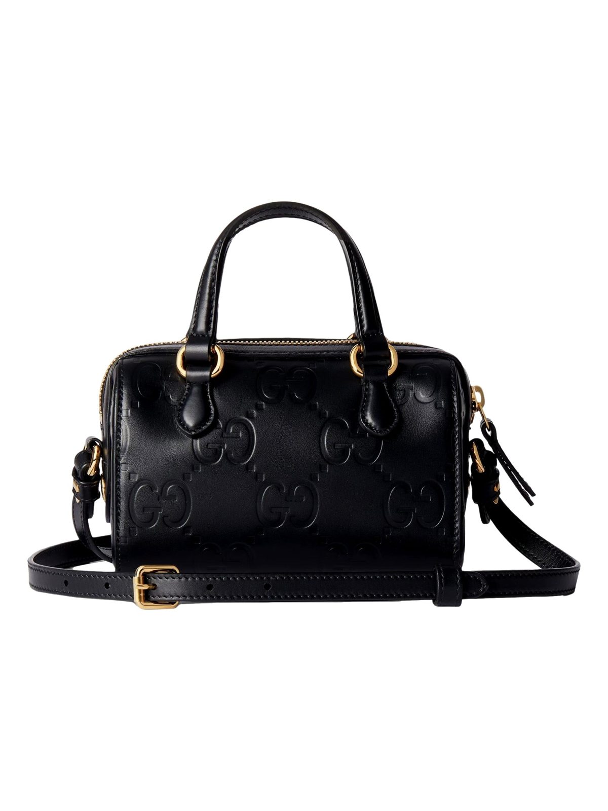 Gucci Gilbert GG Leather Super Mini Boston Bag Crossbody in Black