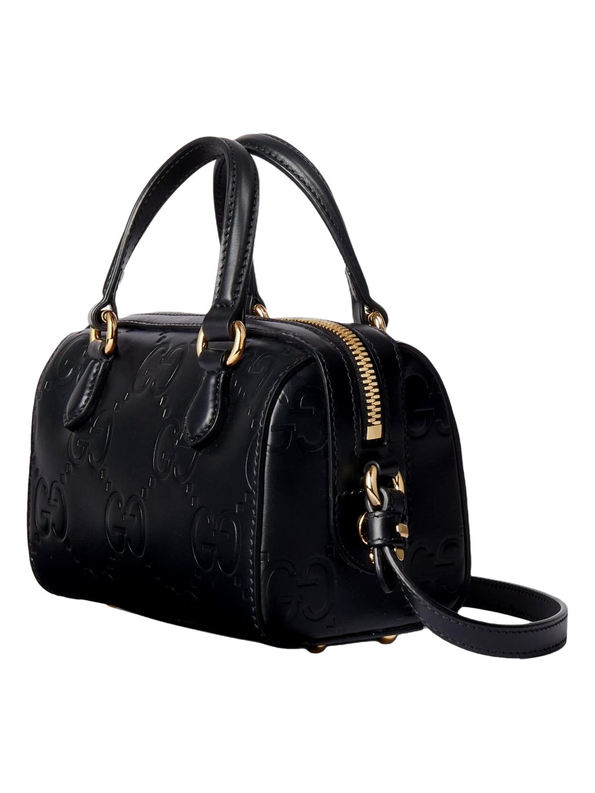 Gucci Gilbert GG Leather Super Mini Boston Bag Crossbody in Black