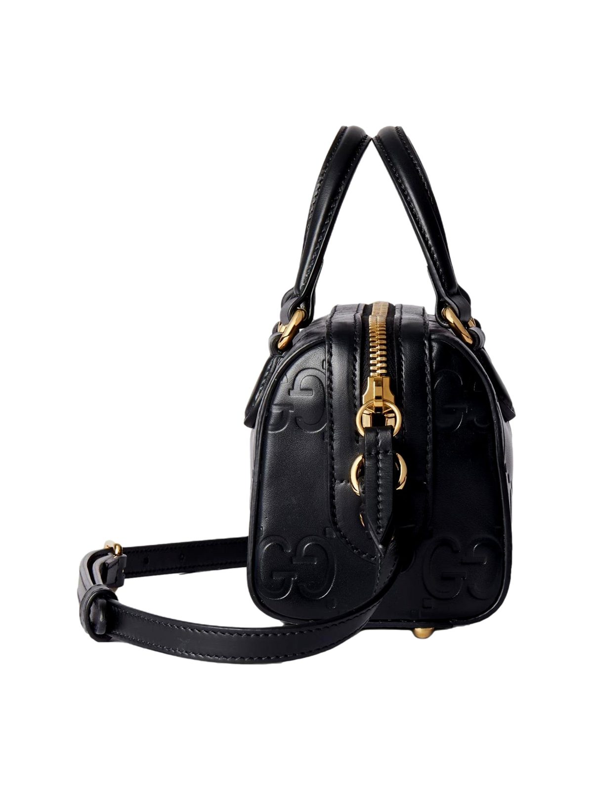 Gucci Gilbert GG Leather Super Mini Boston Bag Crossbody in Black