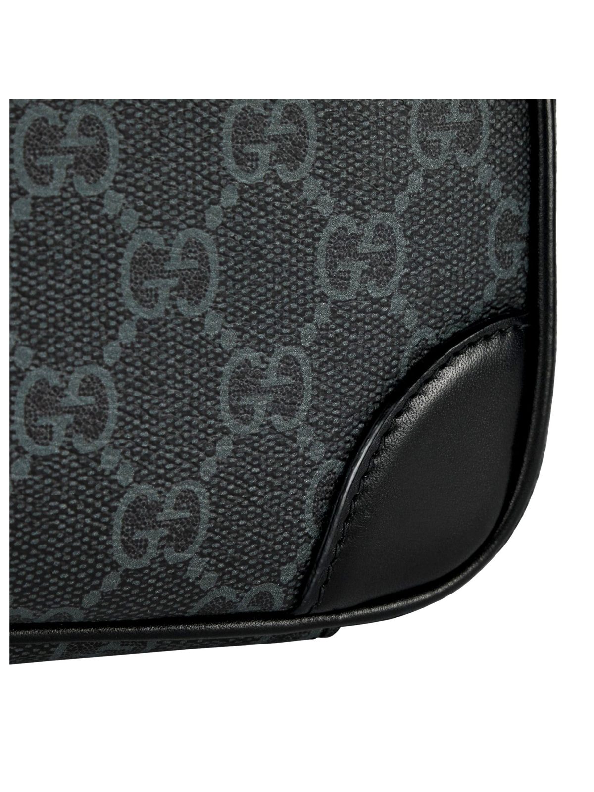 Gucci GG Black Canvas and Leather Unisex Dual Compartment Crossbody Bag