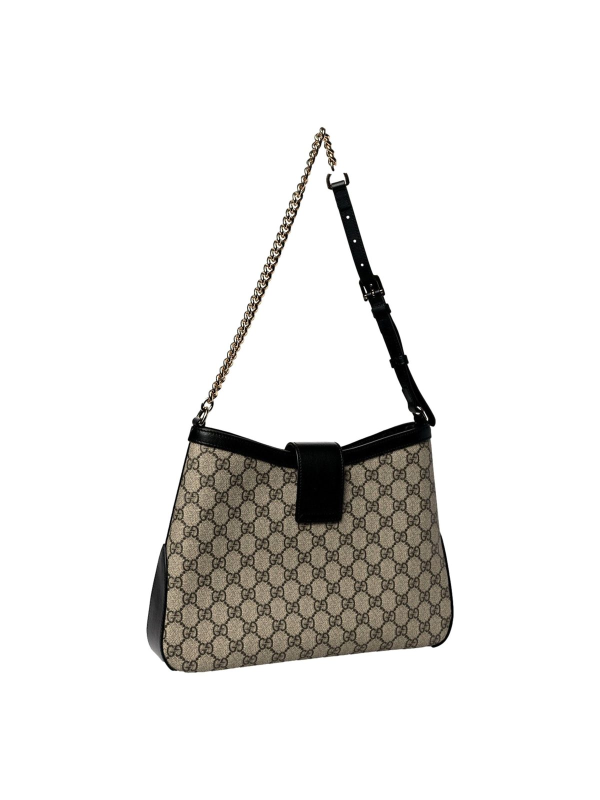Gucci GG Supreme Monogram Canvas Medium Padlock Shoulder Bag Black